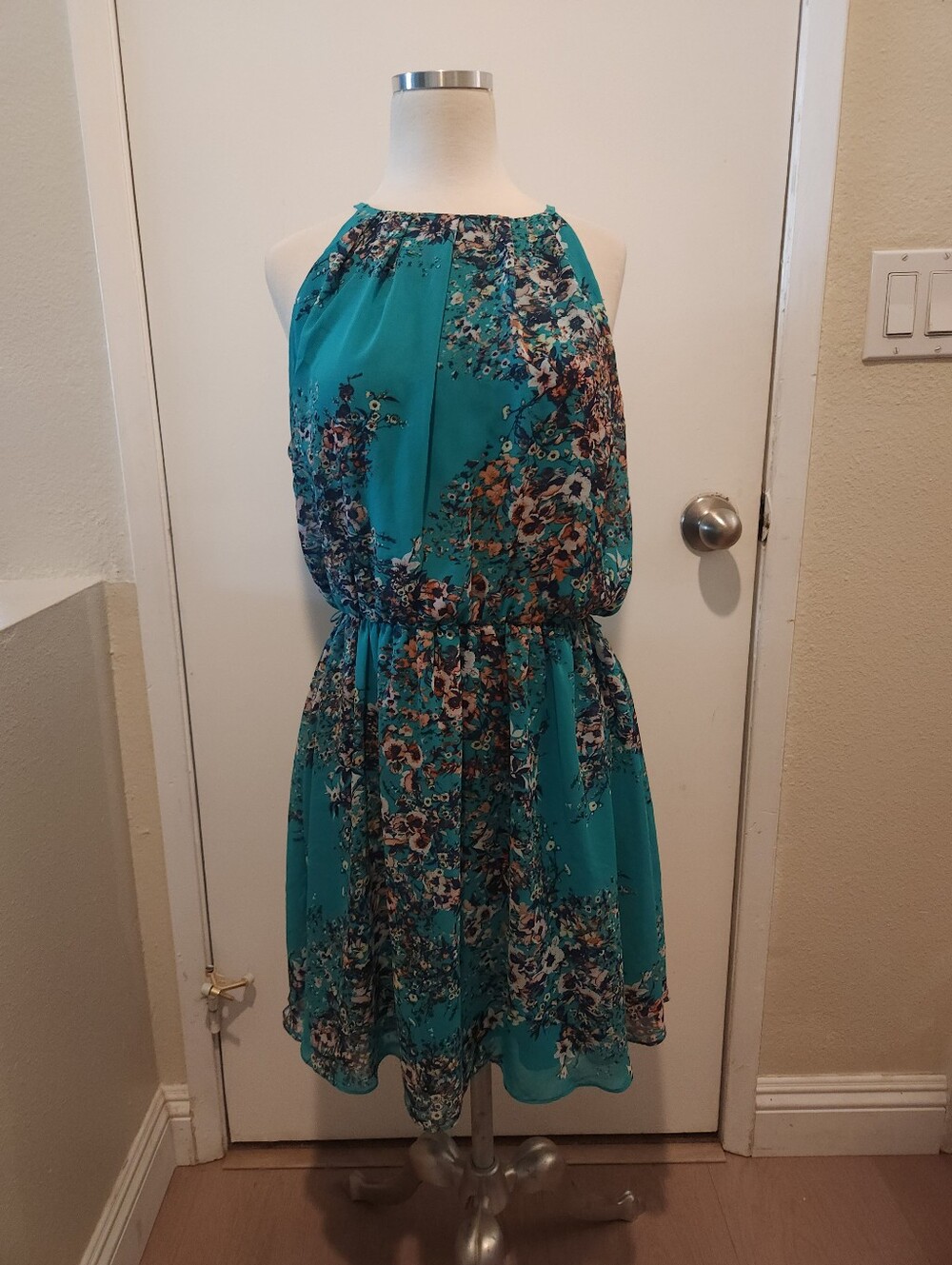 Teal Floral Dress